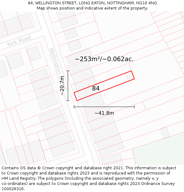 84, WELLINGTON STREET, LONG EATON, NOTTINGHAM, NG10 4NG: Plot and title map