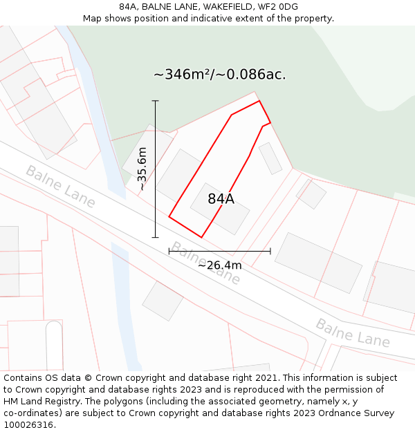 84A, BALNE LANE, WAKEFIELD, WF2 0DG: Plot and title map