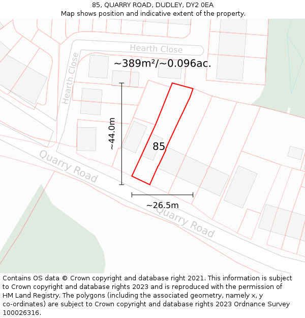 85, QUARRY ROAD, DUDLEY, DY2 0EA: Plot and title map