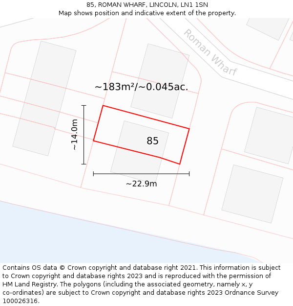 85, ROMAN WHARF, LINCOLN, LN1 1SN: Plot and title map