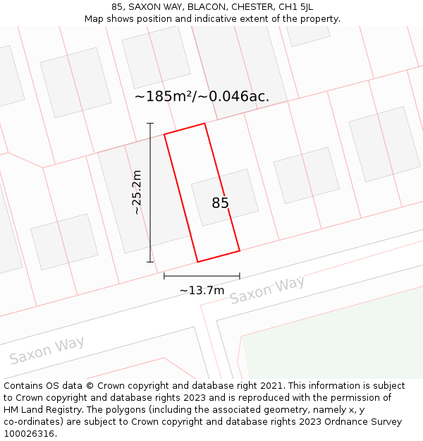 85, SAXON WAY, BLACON, CHESTER, CH1 5JL: Plot and title map