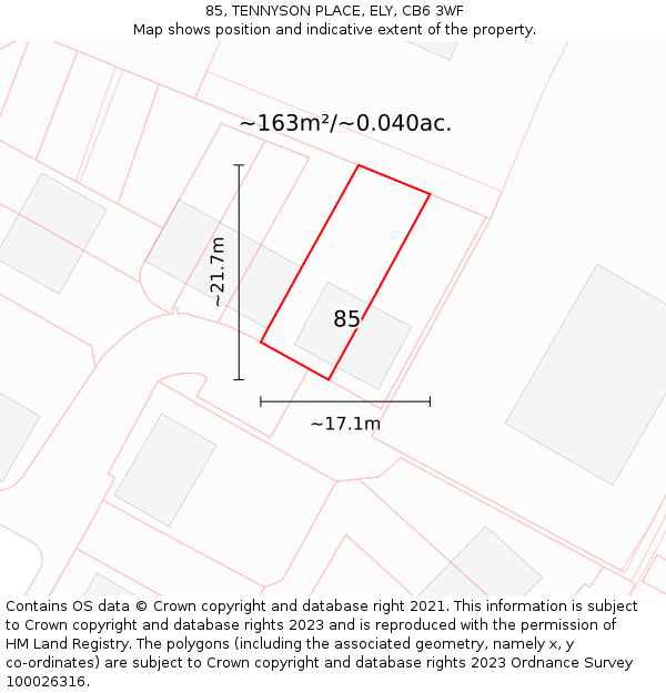 85, TENNYSON PLACE, ELY, CB6 3WF: Plot and title map