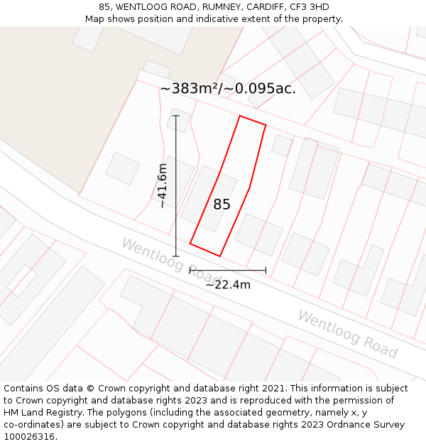 85, WENTLOOG ROAD, RUMNEY, CARDIFF, CF3 3HD: Plot and title map