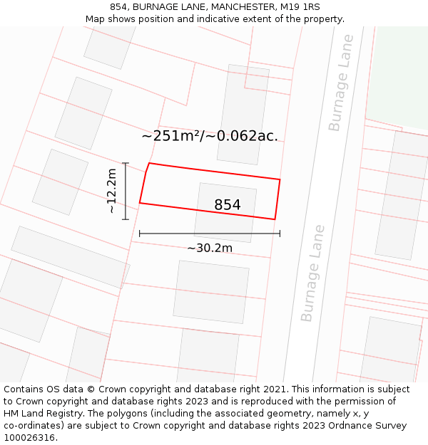 854, BURNAGE LANE, MANCHESTER, M19 1RS: Plot and title map