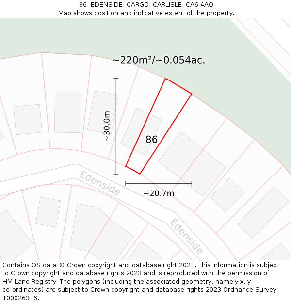 86, EDENSIDE, CARGO, CARLISLE, CA6 4AQ: Plot and title map