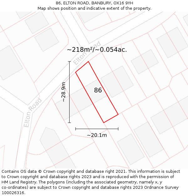 86, ELTON ROAD, BANBURY, OX16 9YH: Plot and title map