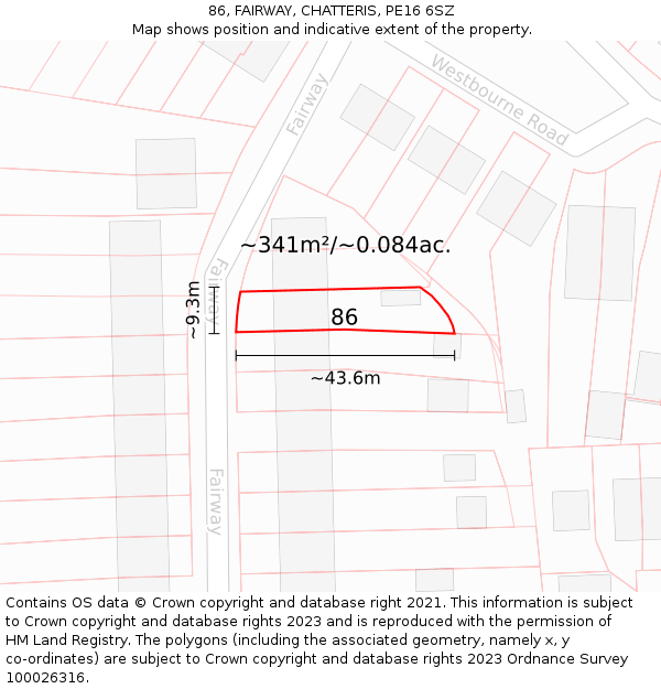 86, FAIRWAY, CHATTERIS, PE16 6SZ: Plot and title map