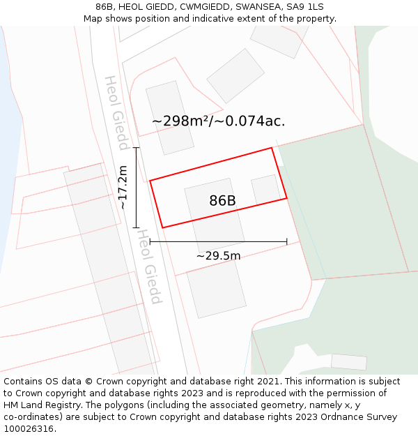 86B, HEOL GIEDD, CWMGIEDD, SWANSEA, SA9 1LS: Plot and title map