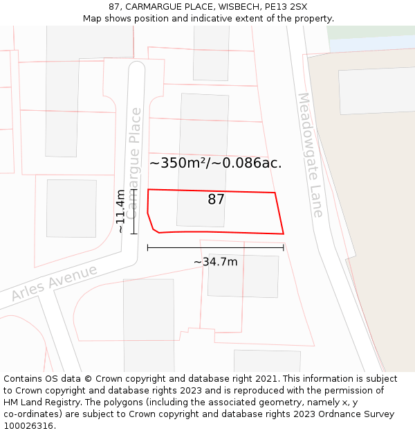 87, CARMARGUE PLACE, WISBECH, PE13 2SX: Plot and title map