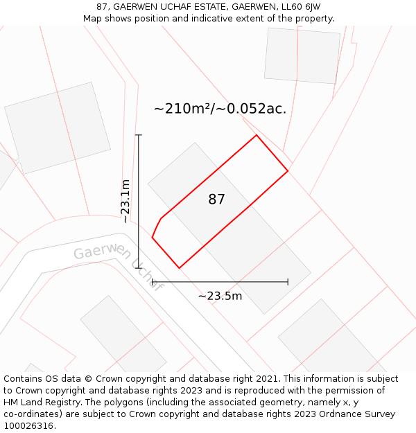 87, GAERWEN UCHAF ESTATE, GAERWEN, LL60 6JW: Plot and title map