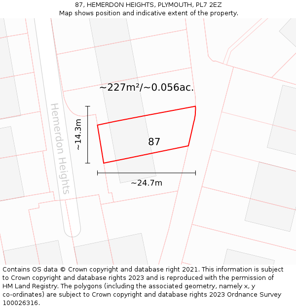 87, HEMERDON HEIGHTS, PLYMOUTH, PL7 2EZ: Plot and title map