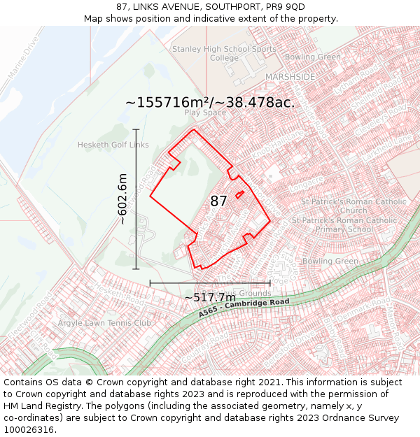 87, LINKS AVENUE, SOUTHPORT, PR9 9QD: Plot and title map