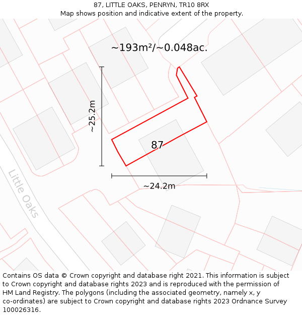 87, LITTLE OAKS, PENRYN, TR10 8RX: Plot and title map