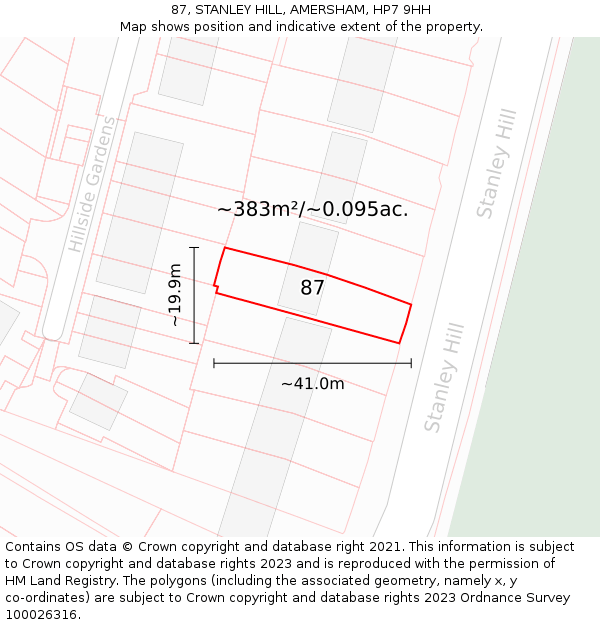 87, STANLEY HILL, AMERSHAM, HP7 9HH: Plot and title map