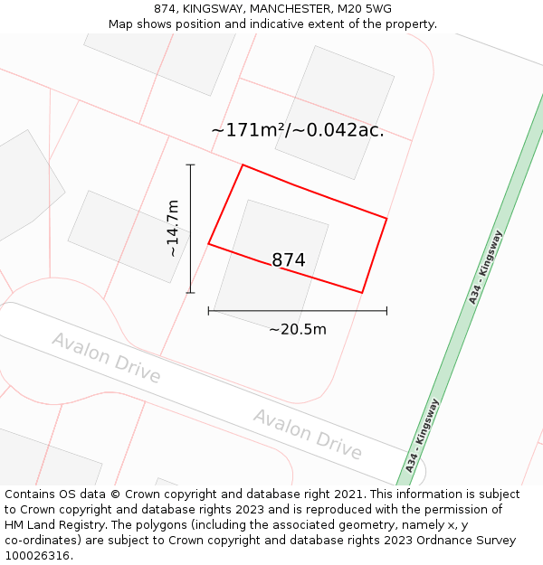 874, KINGSWAY, MANCHESTER, M20 5WG: Plot and title map