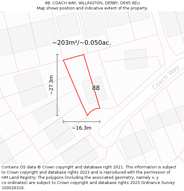 88, COACH WAY, WILLINGTON, DERBY, DE65 6EU: Plot and title map