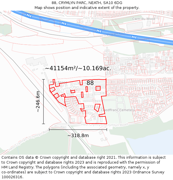 88, CRYMLYN PARC, NEATH, SA10 6DG: Plot and title map