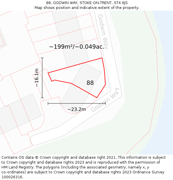 88, GODWIN WAY, STOKE-ON-TRENT, ST4 6JS: Plot and title map