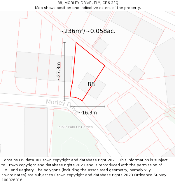 88, MORLEY DRIVE, ELY, CB6 3FQ: Plot and title map