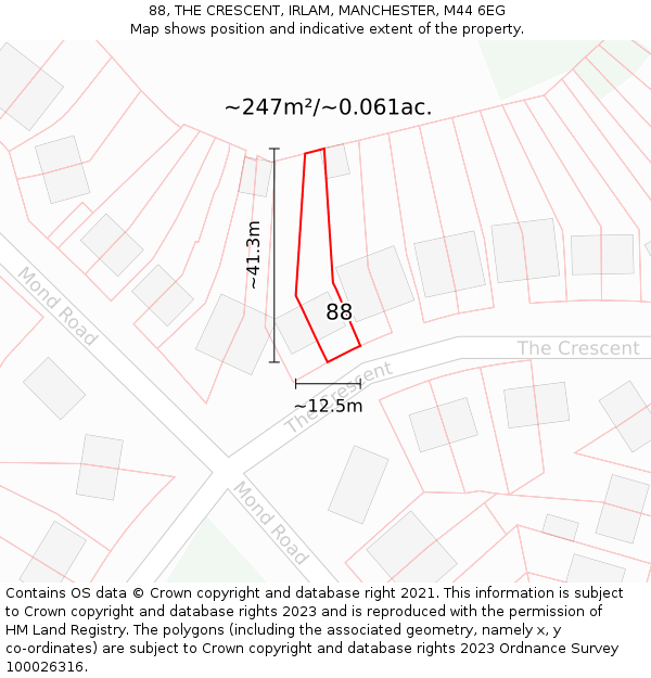 88, THE CRESCENT, IRLAM, MANCHESTER, M44 6EG: Plot and title map