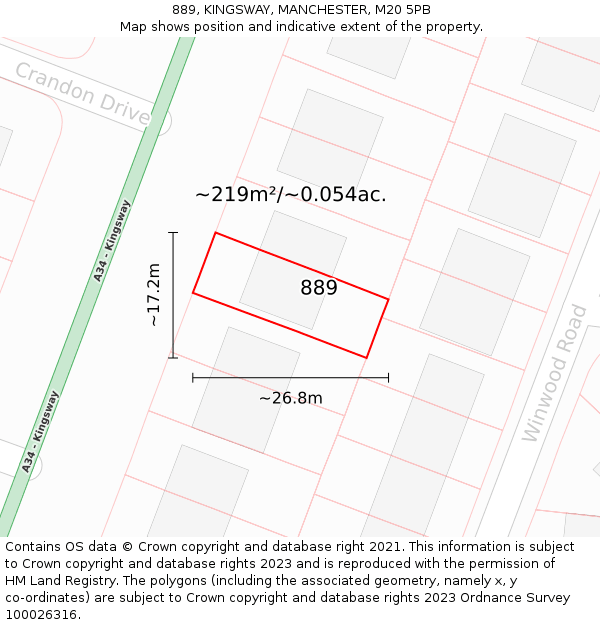 889, KINGSWAY, MANCHESTER, M20 5PB: Plot and title map