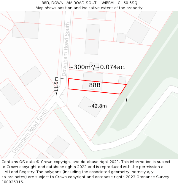 88B, DOWNHAM ROAD SOUTH, WIRRAL, CH60 5SQ: Plot and title map