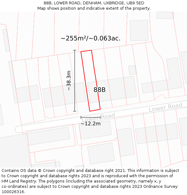 88B, LOWER ROAD, DENHAM, UXBRIDGE, UB9 5ED: Plot and title map