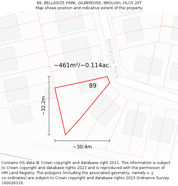 89, BELLASIZE PARK, GILBERDYKE, BROUGH, HU15 2XT: Plot and title map