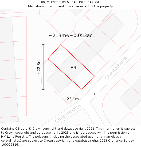 89, CHESTERHOLM, CARLISLE, CA2 7XH: Plot and title map