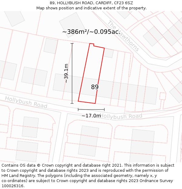 89, HOLLYBUSH ROAD, CARDIFF, CF23 6SZ: Plot and title map