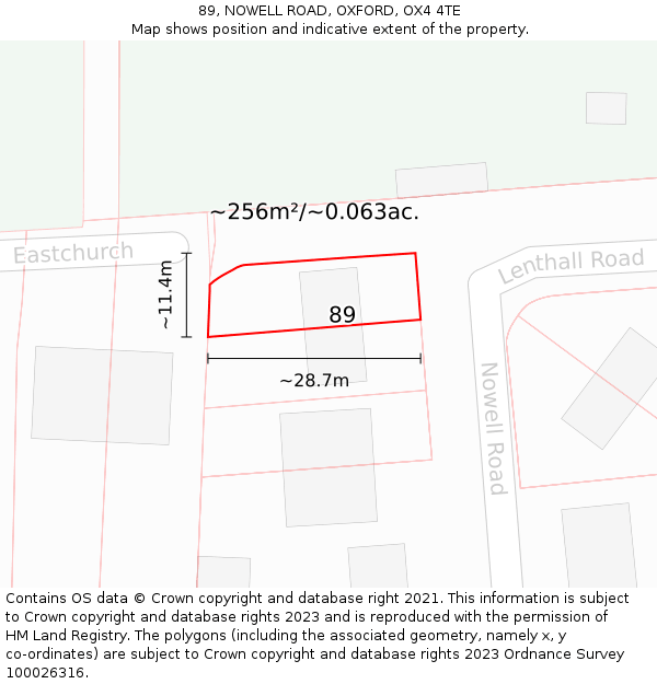 89, NOWELL ROAD, OXFORD, OX4 4TE: Plot and title map