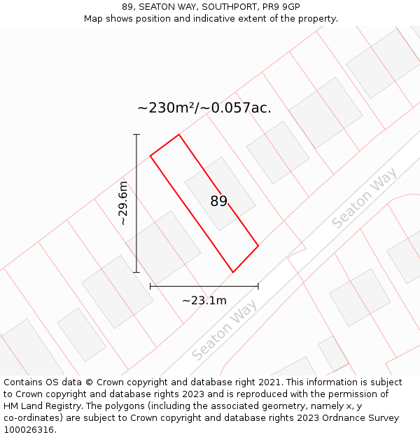 89, SEATON WAY, SOUTHPORT, PR9 9GP: Plot and title map