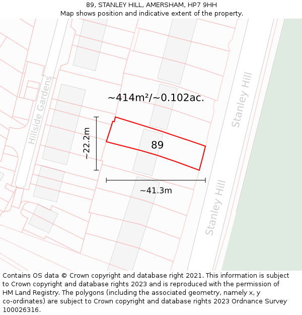 89, STANLEY HILL, AMERSHAM, HP7 9HH: Plot and title map