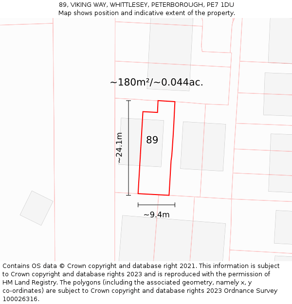 89, VIKING WAY, WHITTLESEY, PETERBOROUGH, PE7 1DU: Plot and title map