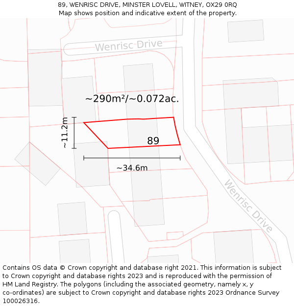 89, WENRISC DRIVE, MINSTER LOVELL, WITNEY, OX29 0RQ: Plot and title map