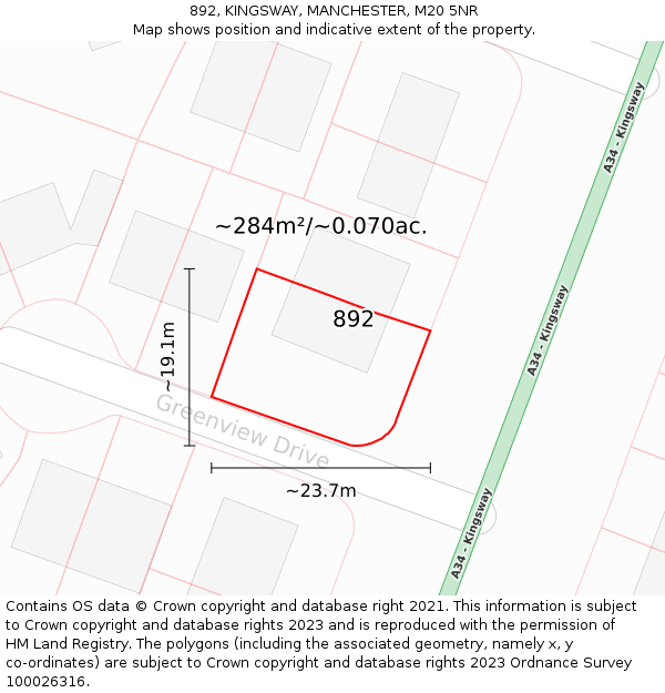 892, KINGSWAY, MANCHESTER, M20 5NR: Plot and title map