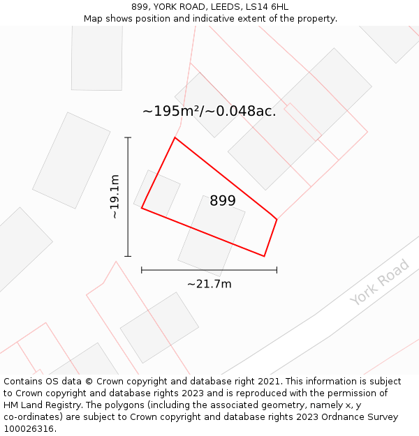 899, YORK ROAD, LEEDS, LS14 6HL: Plot and title map