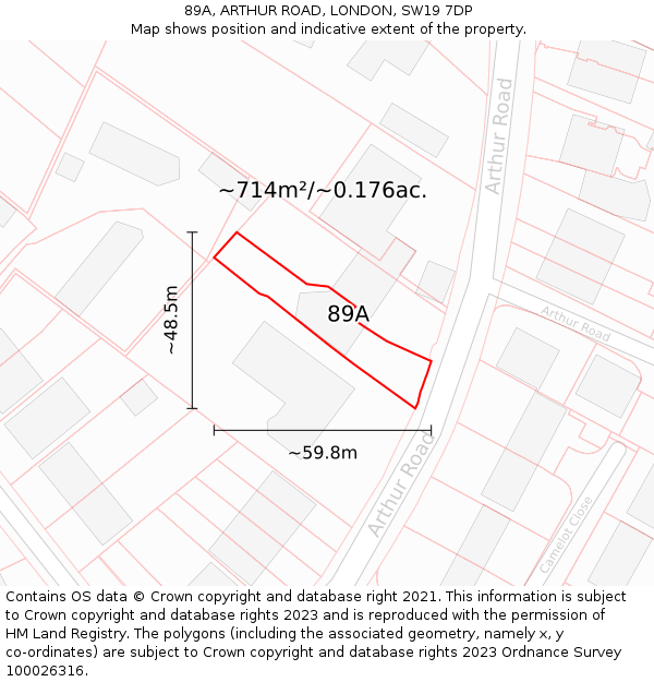 89A, ARTHUR ROAD, LONDON, SW19 7DP: Plot and title map