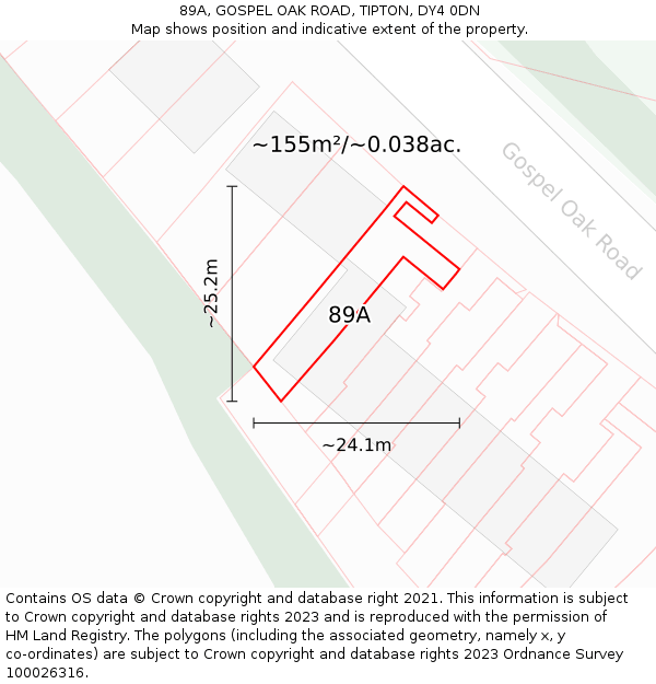 89A, GOSPEL OAK ROAD, TIPTON, DY4 0DN: Plot and title map