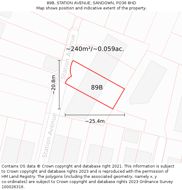 89B, STATION AVENUE, SANDOWN, PO36 8HD: Plot and title map