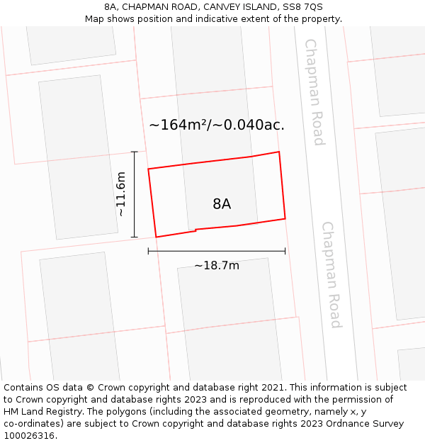 8A, CHAPMAN ROAD, CANVEY ISLAND, SS8 7QS: Plot and title map