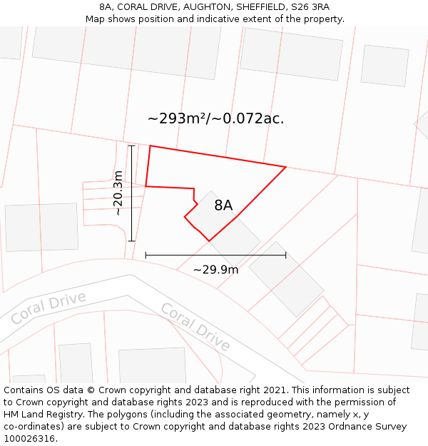 8A, CORAL DRIVE, AUGHTON, SHEFFIELD, S26 3RA: Plot and title map