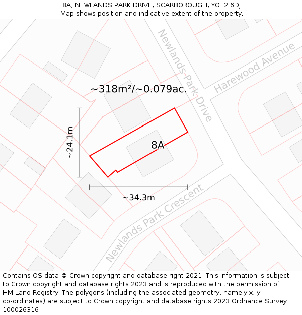 8A, NEWLANDS PARK DRIVE, SCARBOROUGH, YO12 6DJ: Plot and title map