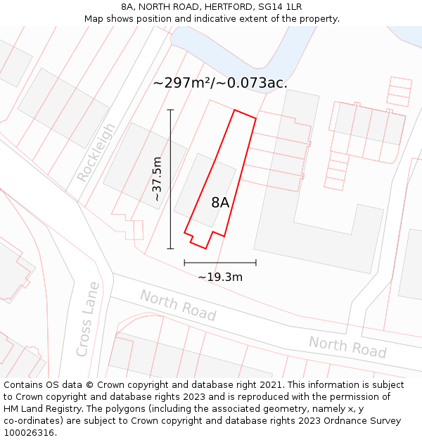 8A, NORTH ROAD, HERTFORD, SG14 1LR: Plot and title map