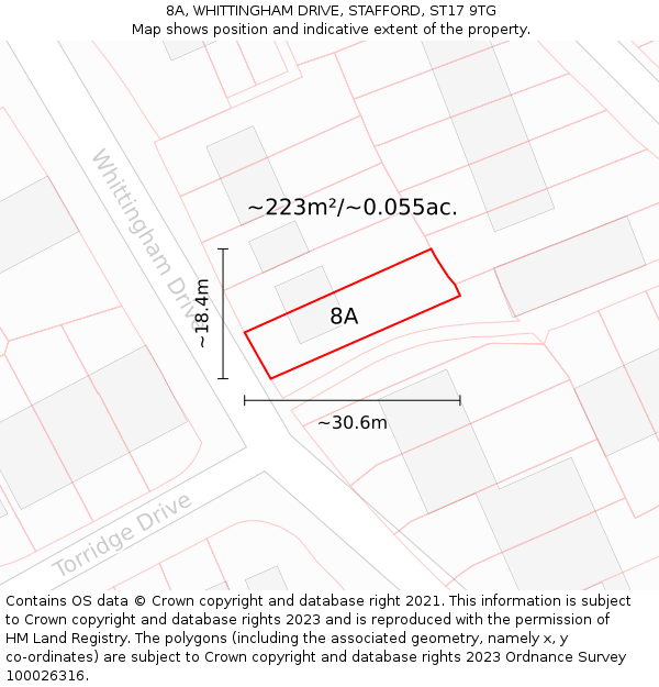 8A, WHITTINGHAM DRIVE, STAFFORD, ST17 9TG: Plot and title map