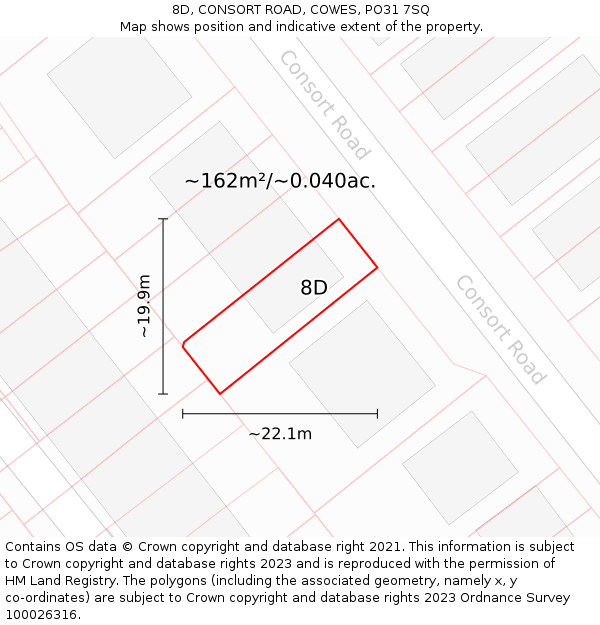 8D, CONSORT ROAD, COWES, PO31 7SQ: Plot and title map