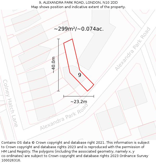 9, ALEXANDRA PARK ROAD, LONDON, N10 2DD: Plot and title map