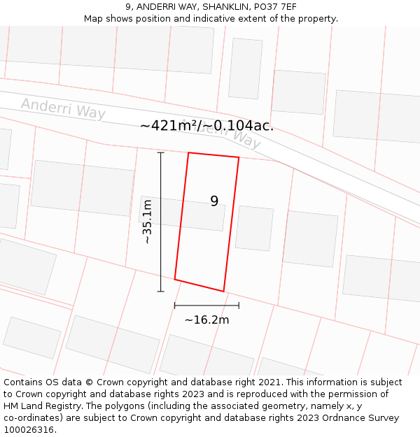 9, ANDERRI WAY, SHANKLIN, PO37 7EF: Plot and title map