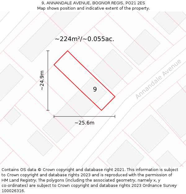 9, ANNANDALE AVENUE, BOGNOR REGIS, PO21 2ES: Plot and title map