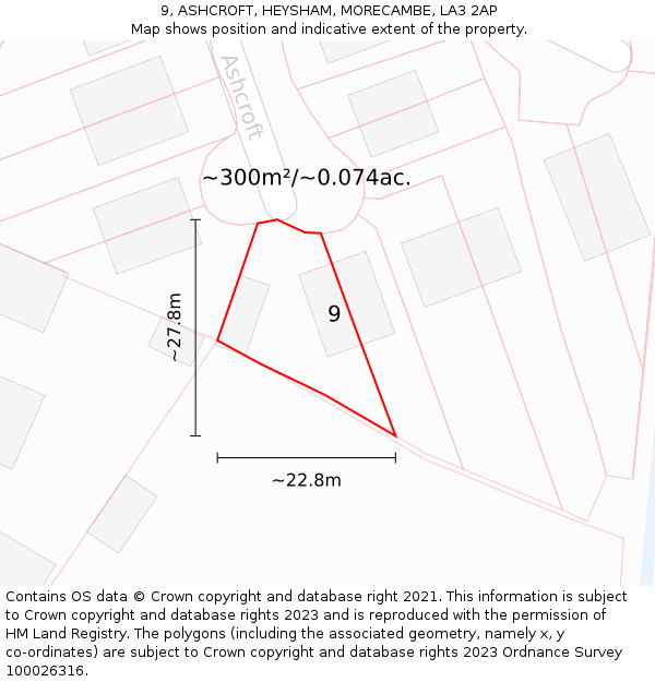 9, ASHCROFT, HEYSHAM, MORECAMBE, LA3 2AP: Plot and title map